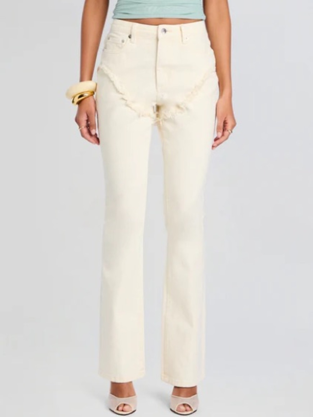 NWT SER.O.YA Dahlia Frayed Bootcut Jeans White Western Sz 31